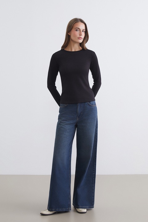 LC WAIKIKI, Bluza slim-fit cu model uni, Negru