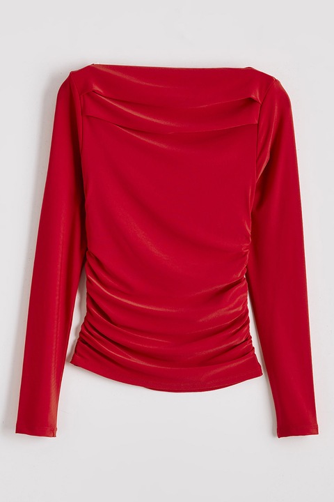 LC WAIKIKI, Bluza cu decolteu la baza gatului si fronseu, Rosu