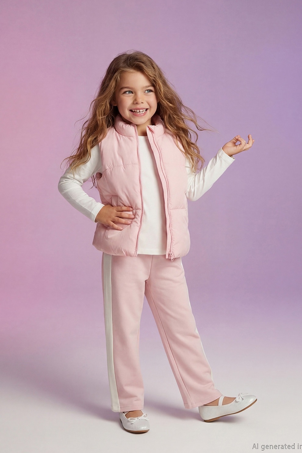 LC WAIKIKI, Pantaloni de trening cu croiala dreapta si segmente laterale, Alb, Roz pastel, 98-104 CM