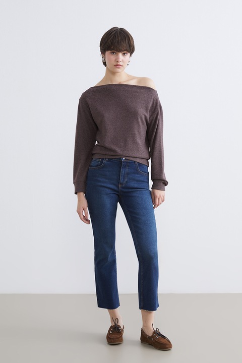 LC WAIKIKI, Bluza cu decolteu pe un umar, Maro cognac