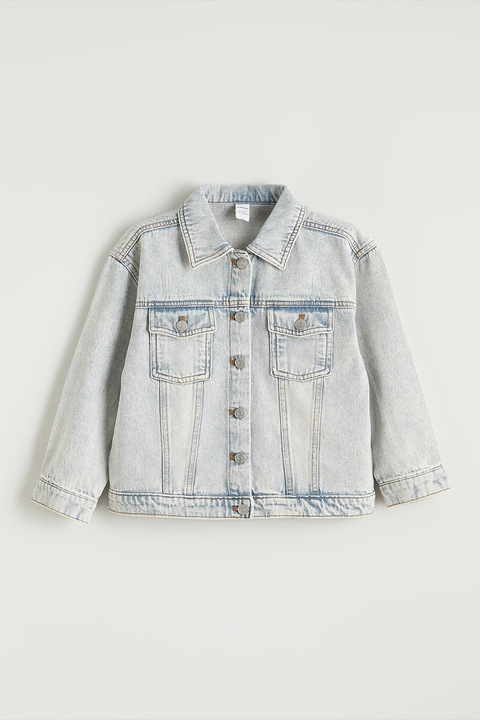 LC WAIKIKI, Jacheta din denim cu buzunare cu clapa, Albastru pal, 92-98 CM