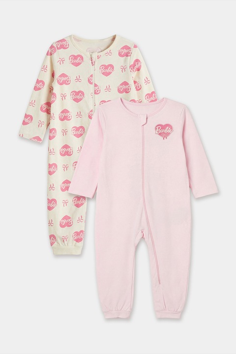 LC WAIKIKI, Set de salopete cu model - 2 piese, Roz deschis/Roz pastel/Crem