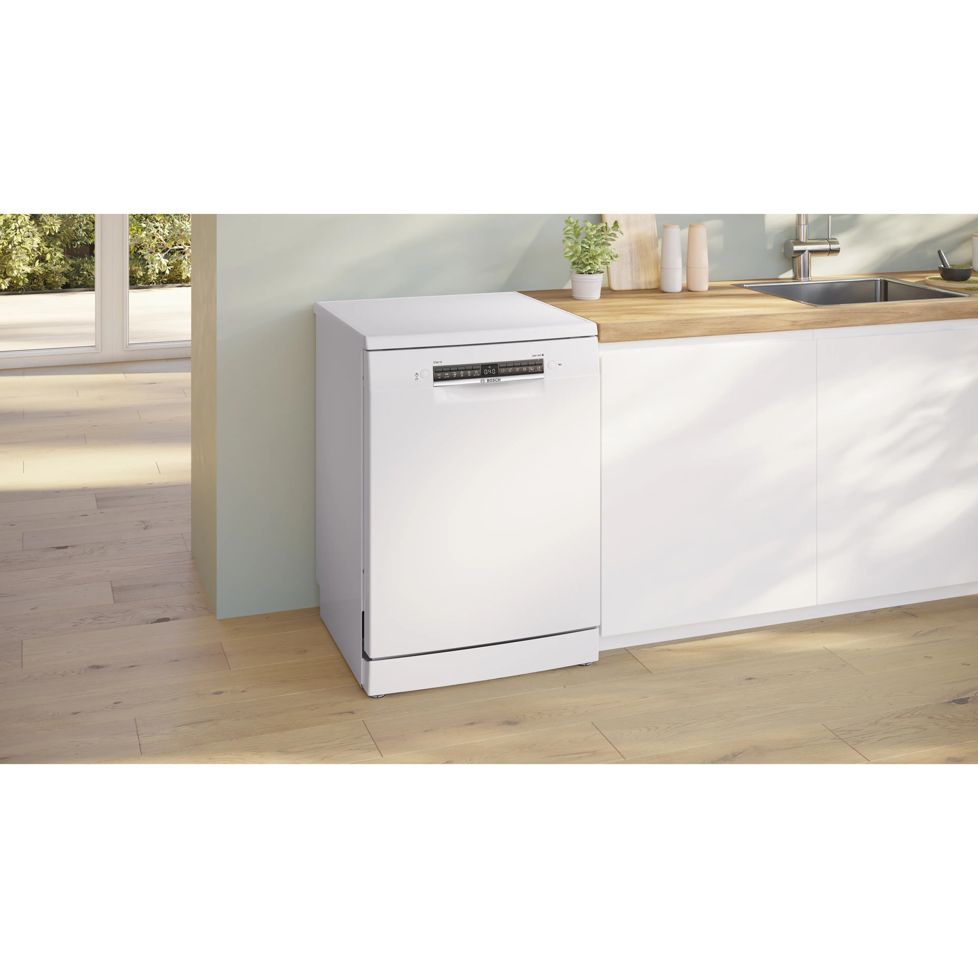 Masina de spalat vase Bosch SMS4HVW14E, 14 seturi, 6 programe, Home Connect, ExtraDry, Hygiene Plus, EcoSilence Drive, DosageAssist, Clasa C, 60 cm, Alb.
