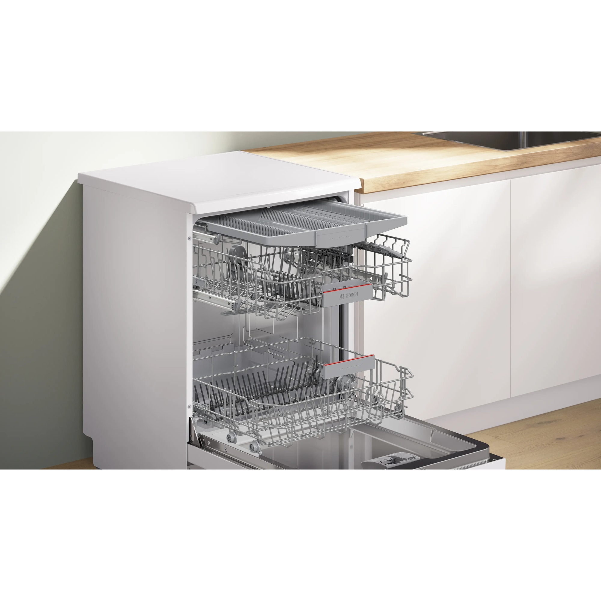 Masina de spalat vase Bosch SMS4HVW14E, 14 seturi, 6 programe, Home Connect, ExtraDry, Hygiene Plus, EcoSilence Drive, DosageAssist, Clasa C, 60 cm, Alb.