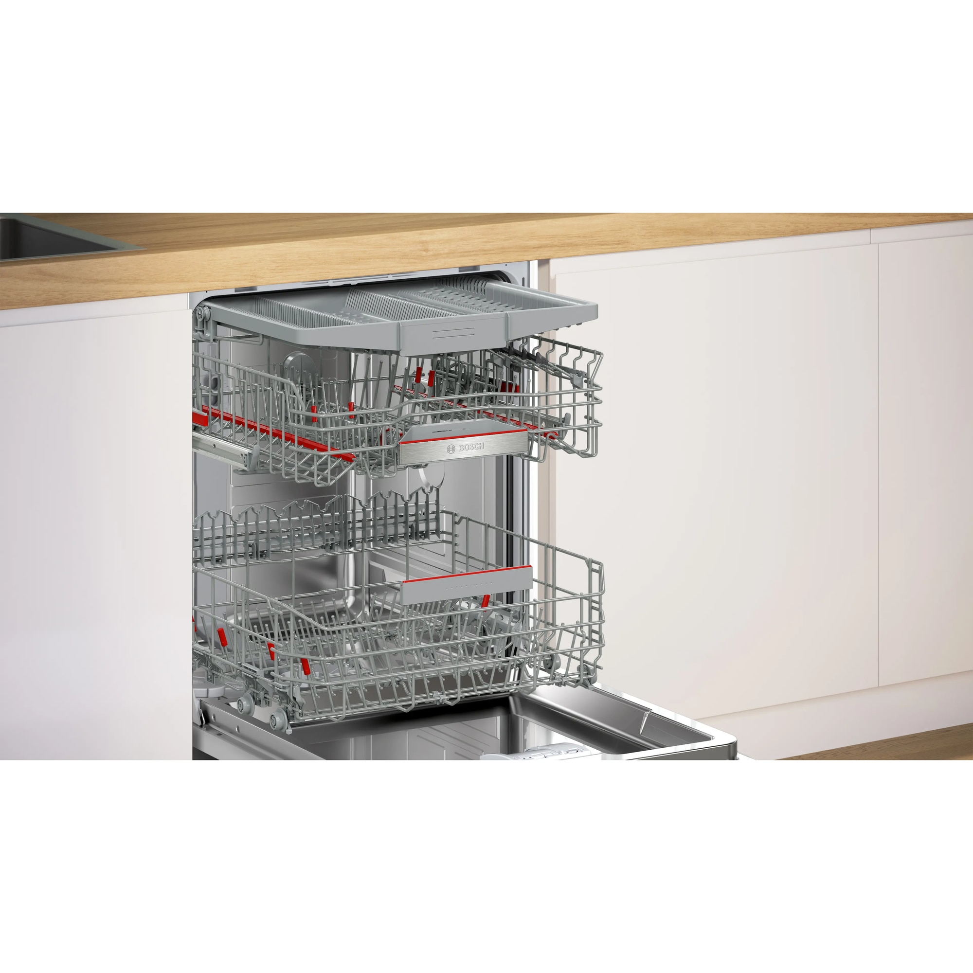 Masina de spalat vase incorporabila Bosch SMD6ECX21E, 14 seturi, Home Connect, DosageAssist, Hygiene Plus, EcoSilence Drive, OpenAssist, EfficientDry, Time light, Touch control, Clasa A, 60 cm.