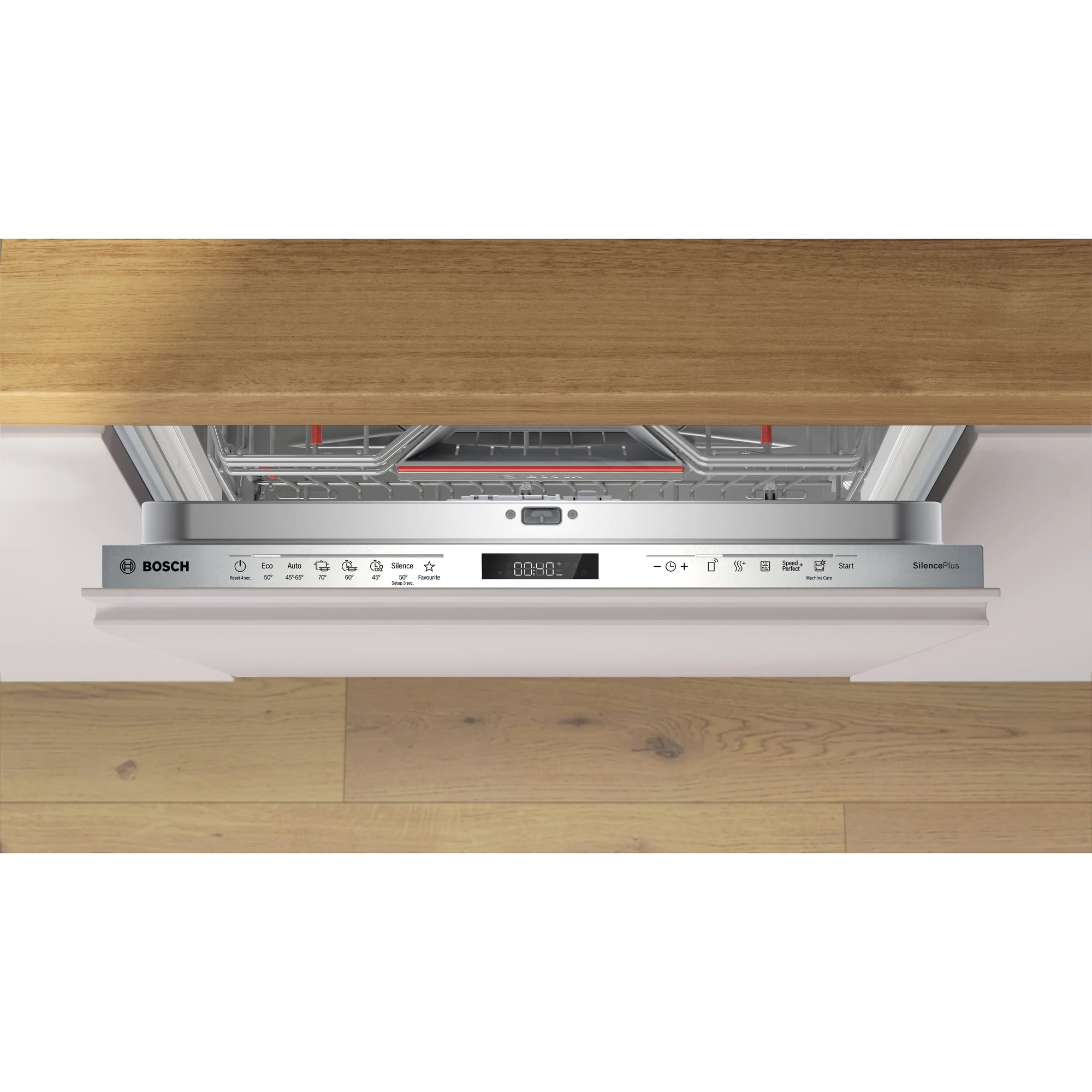 Masina de spalat vase incorporabila Bosch SMD6ECX21E, 14 seturi, Home Connect, DosageAssist, Hygiene Plus, EcoSilence Drive, OpenAssist, EfficientDry, Time light, Touch control, Clasa A, 60 cm.