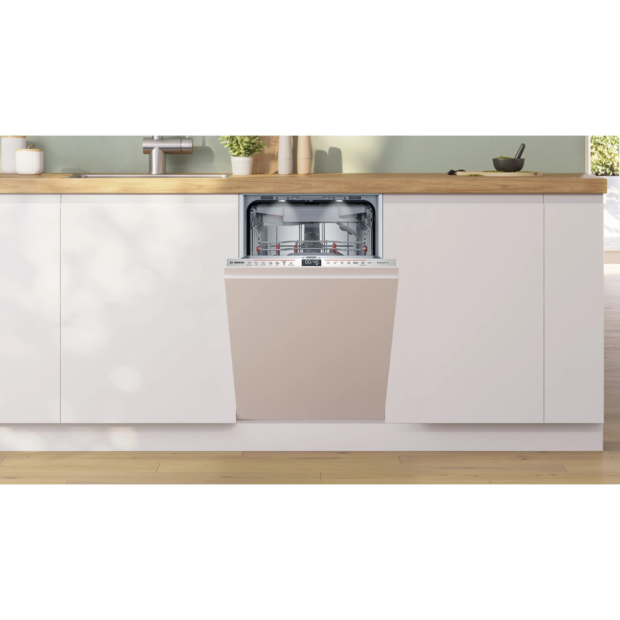 Masina de vase incorporabila Bosch SPV6EMX09E, 10 seturi, 6 programe, Touch control, Home Connect, Time light, Emotion light, EfficientDry, EcoSielence Drive, DosageAssist, Hygiene Plus, Clasa B, 45 cm.
