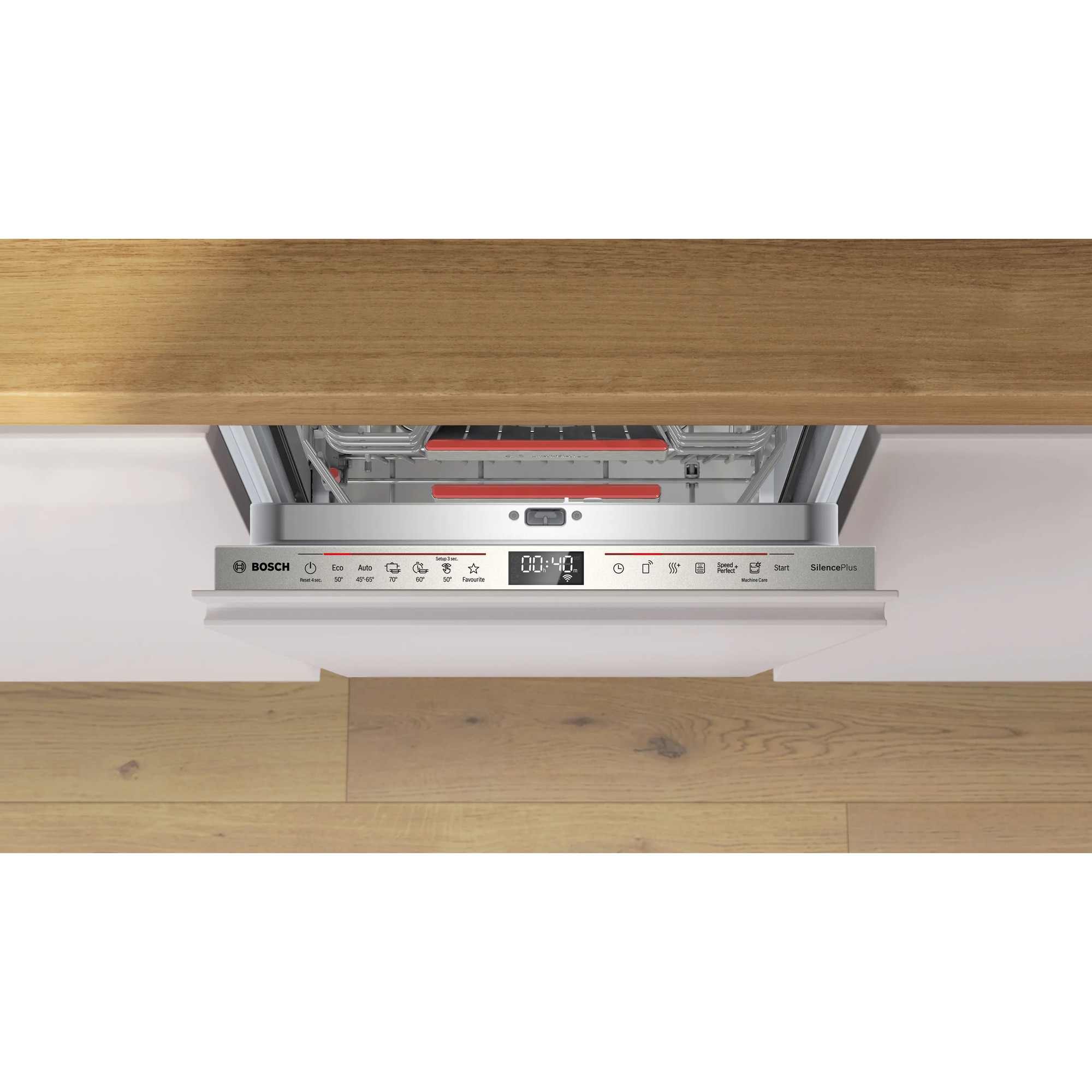Masina de vase incorporabila Bosch SPV6EMX09E, 10 seturi, 6 programe, Touch control, Home Connect, Time light, Emotion light, EfficientDry, EcoSielence Drive, DosageAssist, Hygiene Plus, Clasa B, 45 cm.