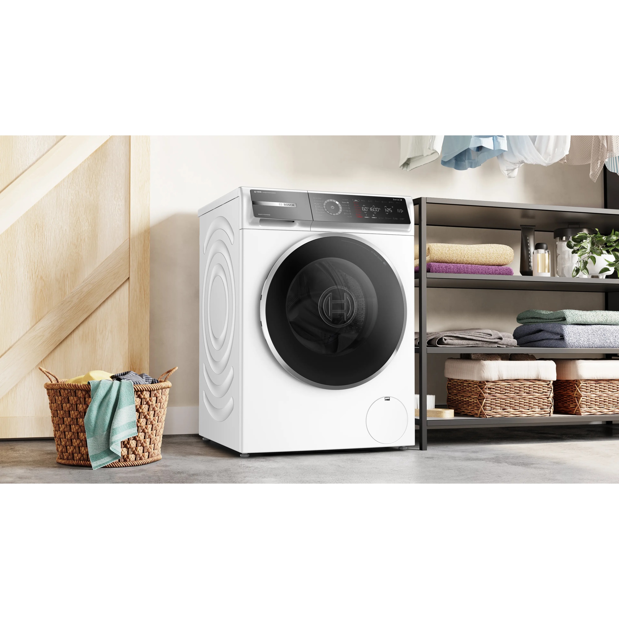 Masina de spalat rufe Bosch Seria 8 WGB266A4BY, 11 Kg, 1600 RPM, i-DOS, Home Connect, Touch control, 6 functii Anti Pete, Added Steam, EcoSilence Drive, Hygiene Plus, Iluminare tambur, Clasa A, 60 cm, Alb.