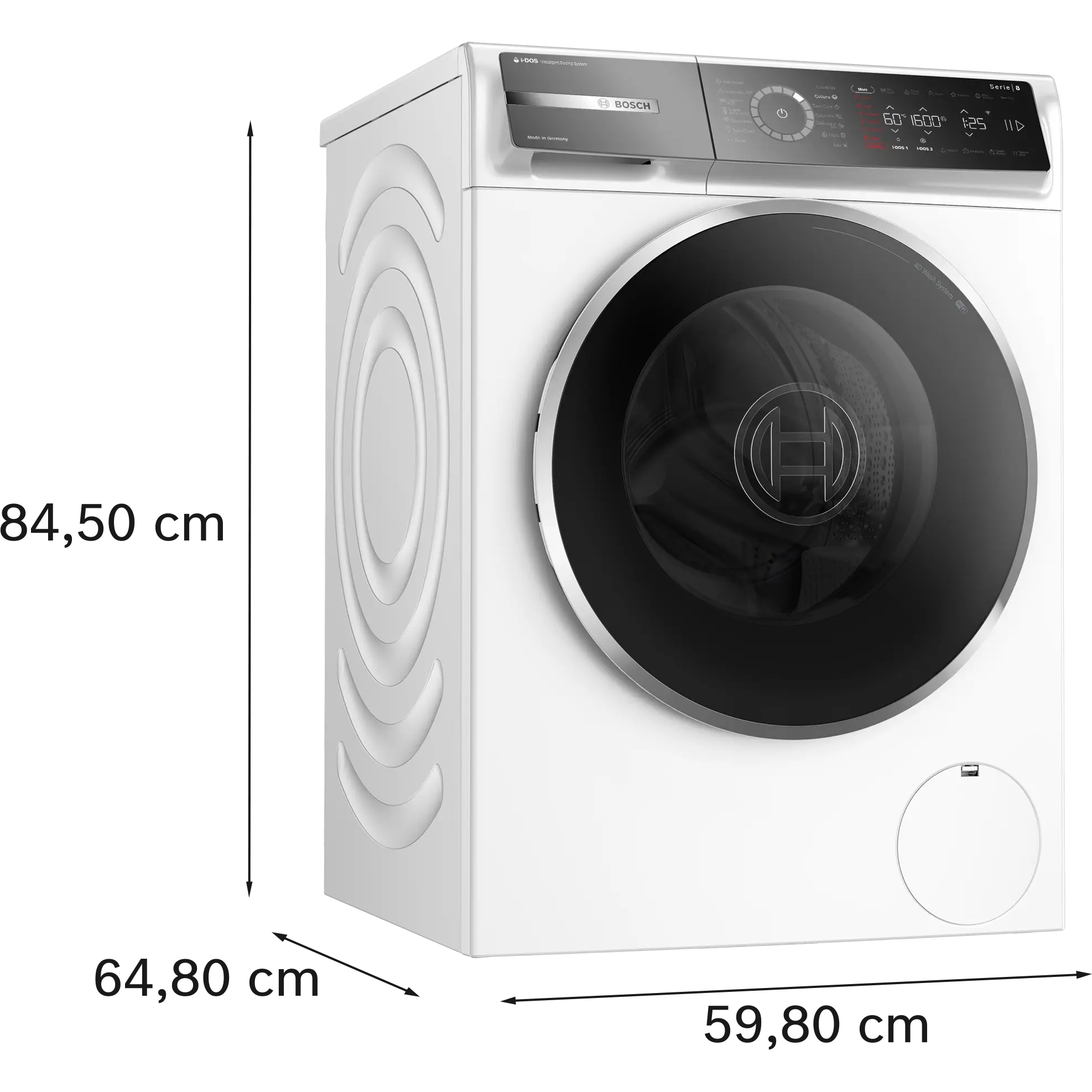 Masina de spalat rufe Bosch Seria 8 WGB266A4BY, 11 Kg, 1600 RPM, i-DOS, Home Connect, Touch control, 6 functii Anti Pete, Added Steam, EcoSilence Drive, Hygiene Plus, Iluminare tambur, Clasa A, 60 cm, Alb.