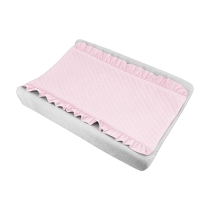 Кадифена стегана подложка с къдрички за повивалник 70 x 35 см MimiNu 435452, Розова