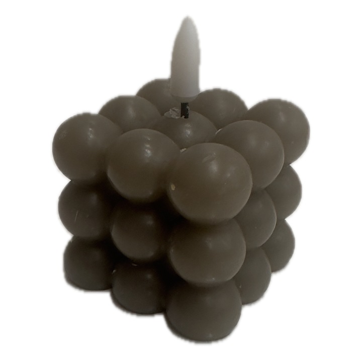 Lumanare LED, Bubble, Countryfield, 7, 5 cm, flacara LED 3D, gri