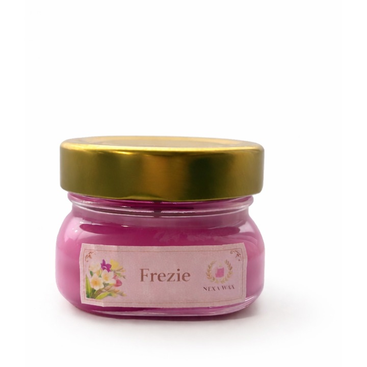 Lumanare parfumata din soia, Frezie, ceara naturala, handmade, ardere 12h, 50g