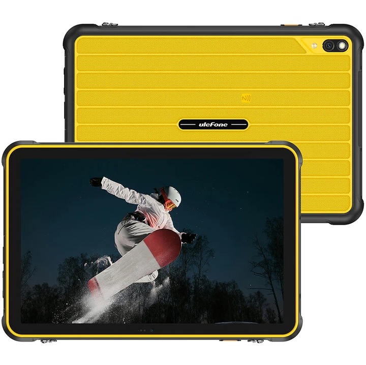 Tableta Ulefone RugKing Pad 2 Pro, Procesor Unisoc T7250, Ecran HD+ 90Hz 10.1", 8GB RAM, 256GB Flash, 48MP, GPS, 4G, NFC, Android Galben