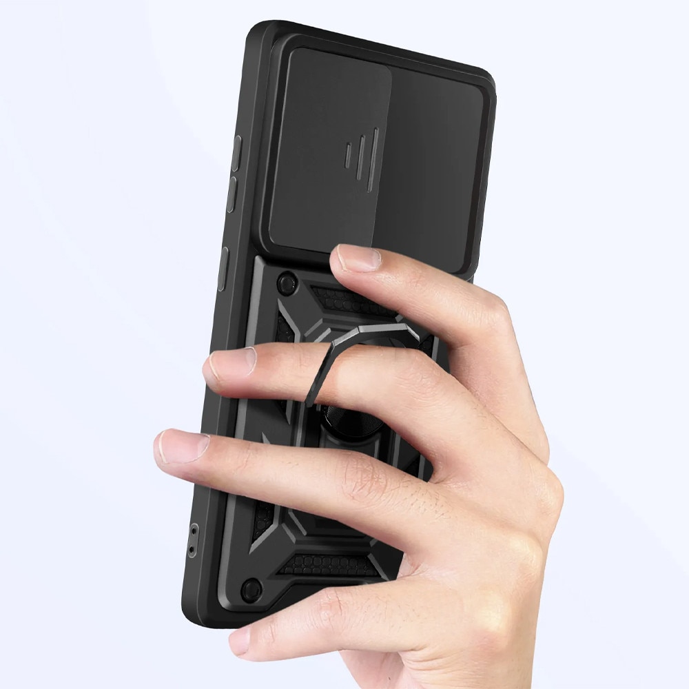 Husa pentru Samsung Galaxy S26 Ultra, Capac Culisant pentru Protectie Lentile, Functie Magnetica, Suportul Rotativ, Negru
