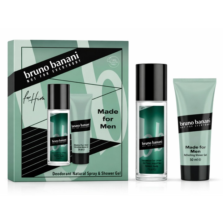 Férfi Ajándékszett Bruno Banani Made for Men - Deodorant Natural Spray 75 ml + Revitalizáló Tusfürdő 50 ml