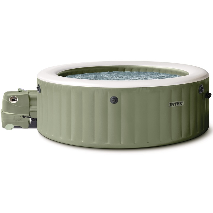 Jacuzzi gonflabil cu hidromasaj Bubble Spa Intex, 120 duze bule, diametru 196 cm, inaltime 71 cm, capacitate 4 persoane, volum 1098 l