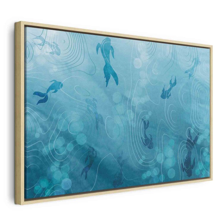 Картина в естествена дървена рамка - Japanese pond - 90 x 60 см