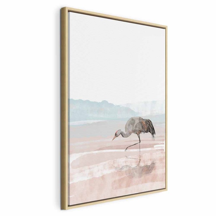 Картина в рамка от естествено дърво - Кран сутрин - 80 x 120 см