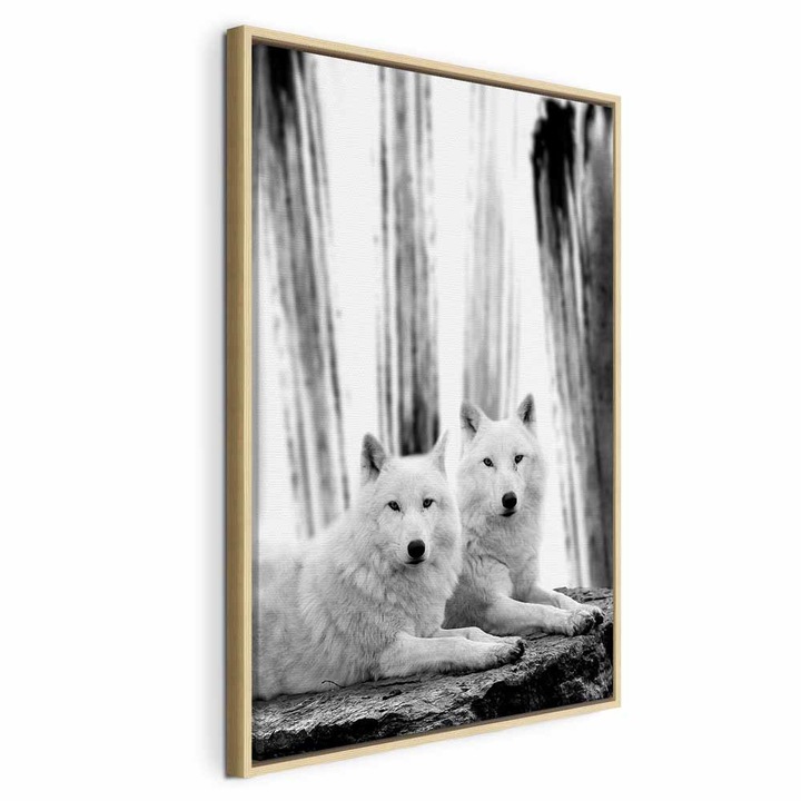 Картина в естествена дървена рамка - Горска любов - 80 x 120 см