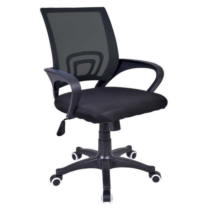 Fotoliu birou eHokery, negru, reglabil pe inaltime, functie TILT, dimensiuni 84-95x60x59cm