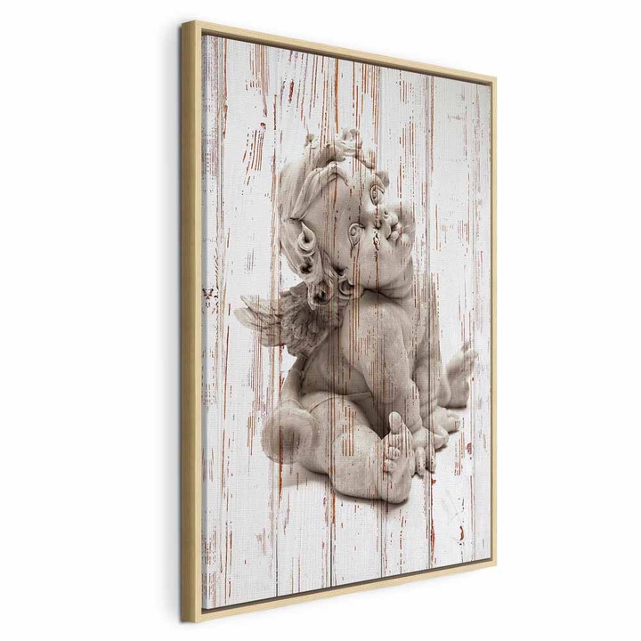 Картина в рамка от естествено дърво - Замислен Купидон - 80 x 120 см