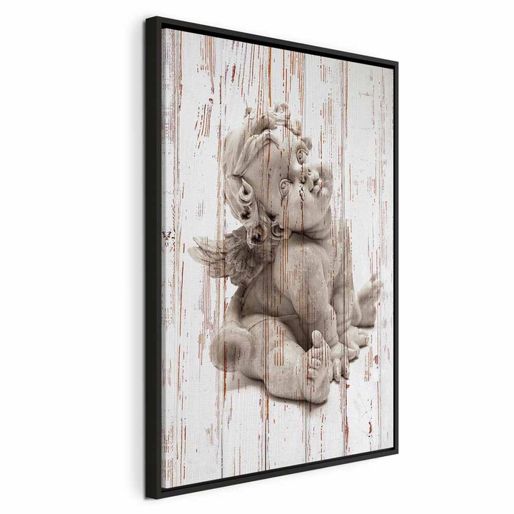 Картина в черна дървена рамка - Pensive Cupid - 80 x 120 см