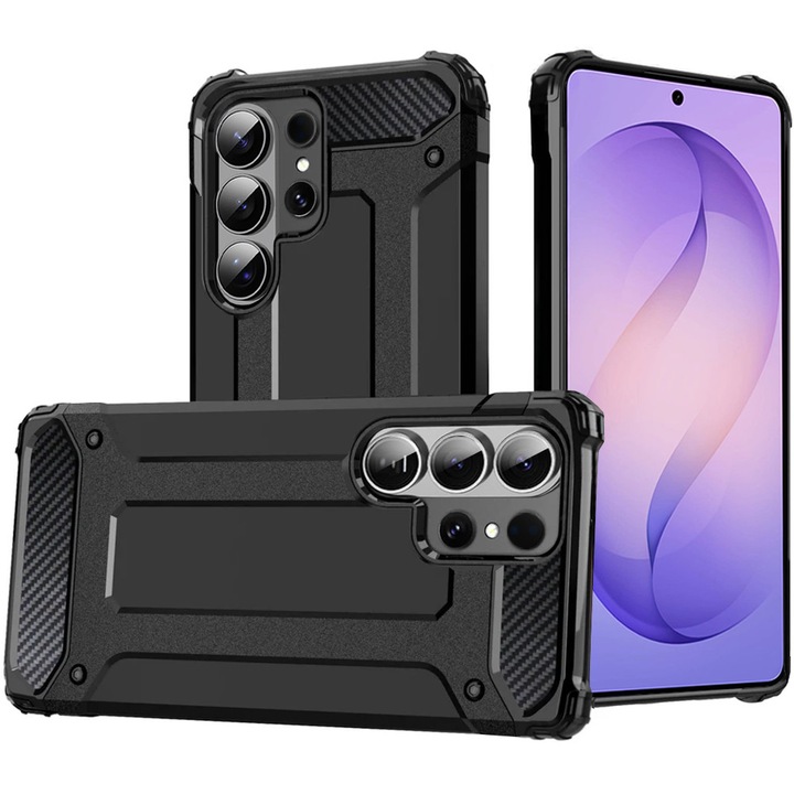 Husa antisoc pentru Samsung Galaxy S26 Ultra, Accesorio Hybrid Armor, Negru