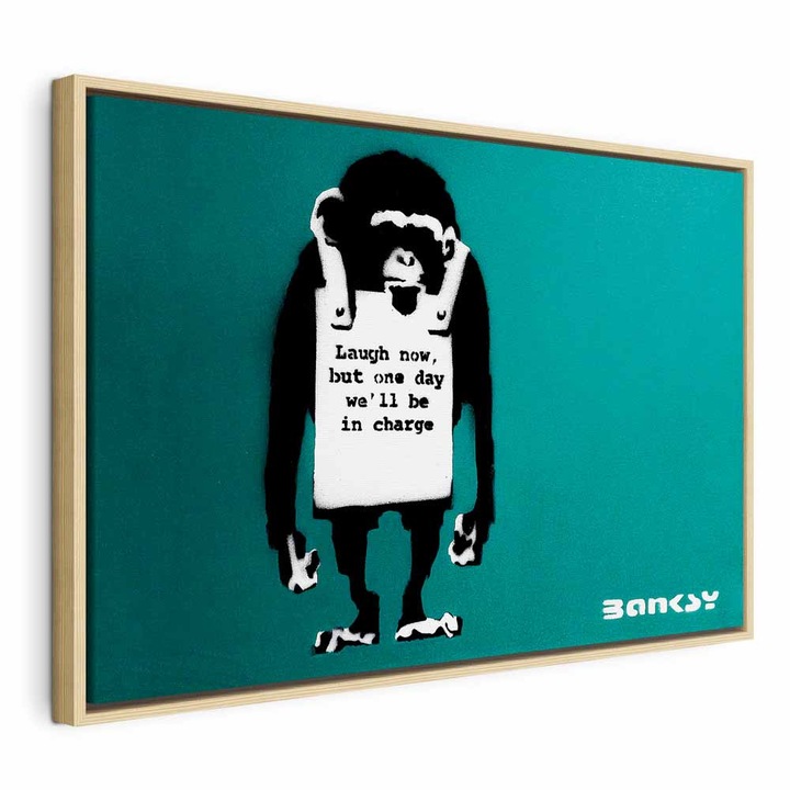 Картина в естествена дървена рамка - Angry Monkey - 120 x 80 см