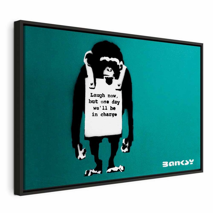 Картина в черна дървена рамка - Angry Monkey - 120 x 80 см