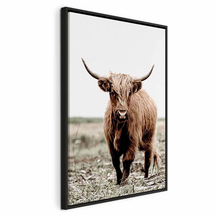 Tablou Intr-un cadru din lemn negru - Young Stag - 80 x 120 cm