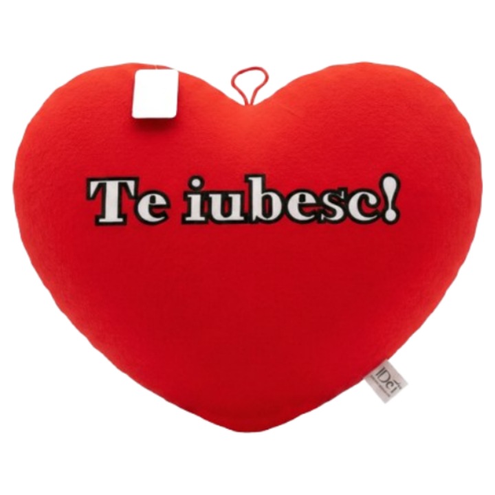 Perna decorativa rosie in forma de inima, 40x40cm, umpluta cu bumbac