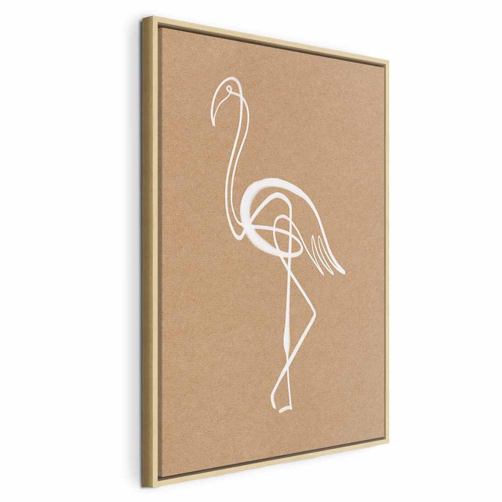 Картина в естествена дървена рамка - White Flamingo - 60 x 90 см