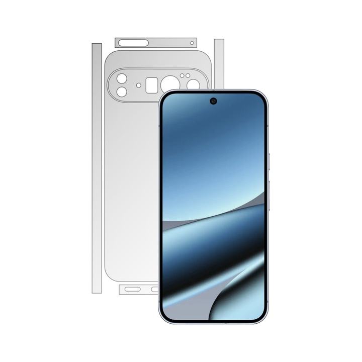 Folie Protectie Spate iSkinz Mata pentru Google Pixel 10 Pro - Split Cut, Siliconica pentru Spate si Laterale, Skin Adeziv Matte Anti-Amprenta Flexibil