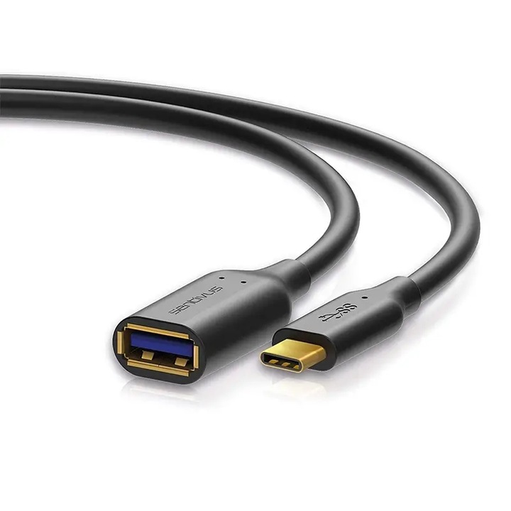 Cablu OTG USB 3.0 Type-C tata - A mama 10cm negru Sentivus