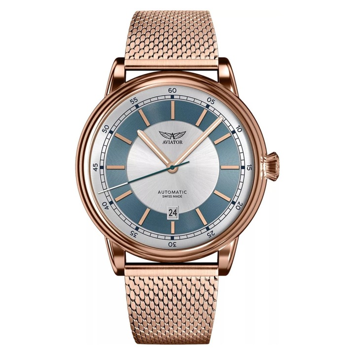 Ceas barbatesc Aviator V.3.32.2.272.5, roz, bratara, 100m waterproof