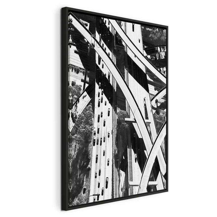 Tablou Intr-un cadru din lemn negru - City Geometry - 80 x 120 cm