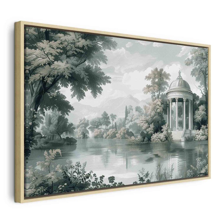 Kép természetes fakeretben - Retro Park Lake - 120 x 80 cm