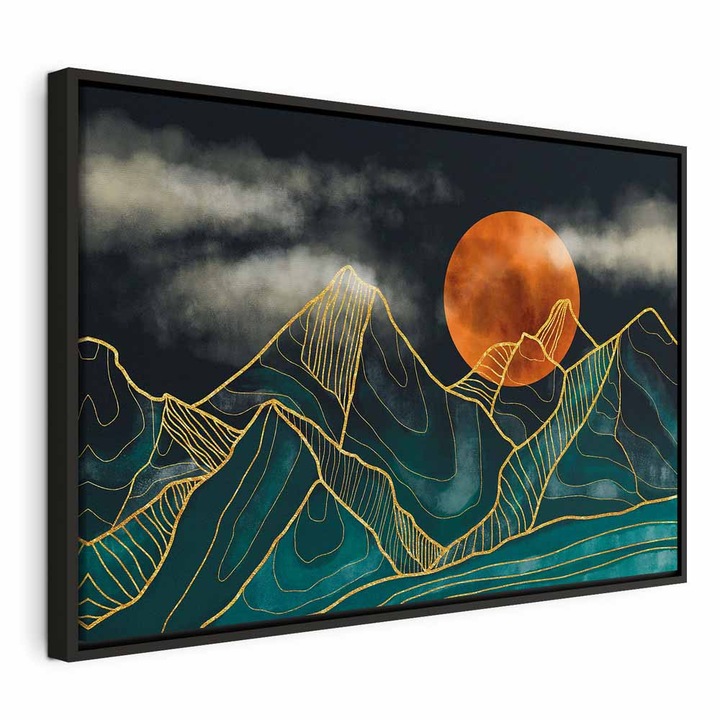Tablou Intr-un cadru din lemn negru - Mountain Calm - 120 x 80 cm