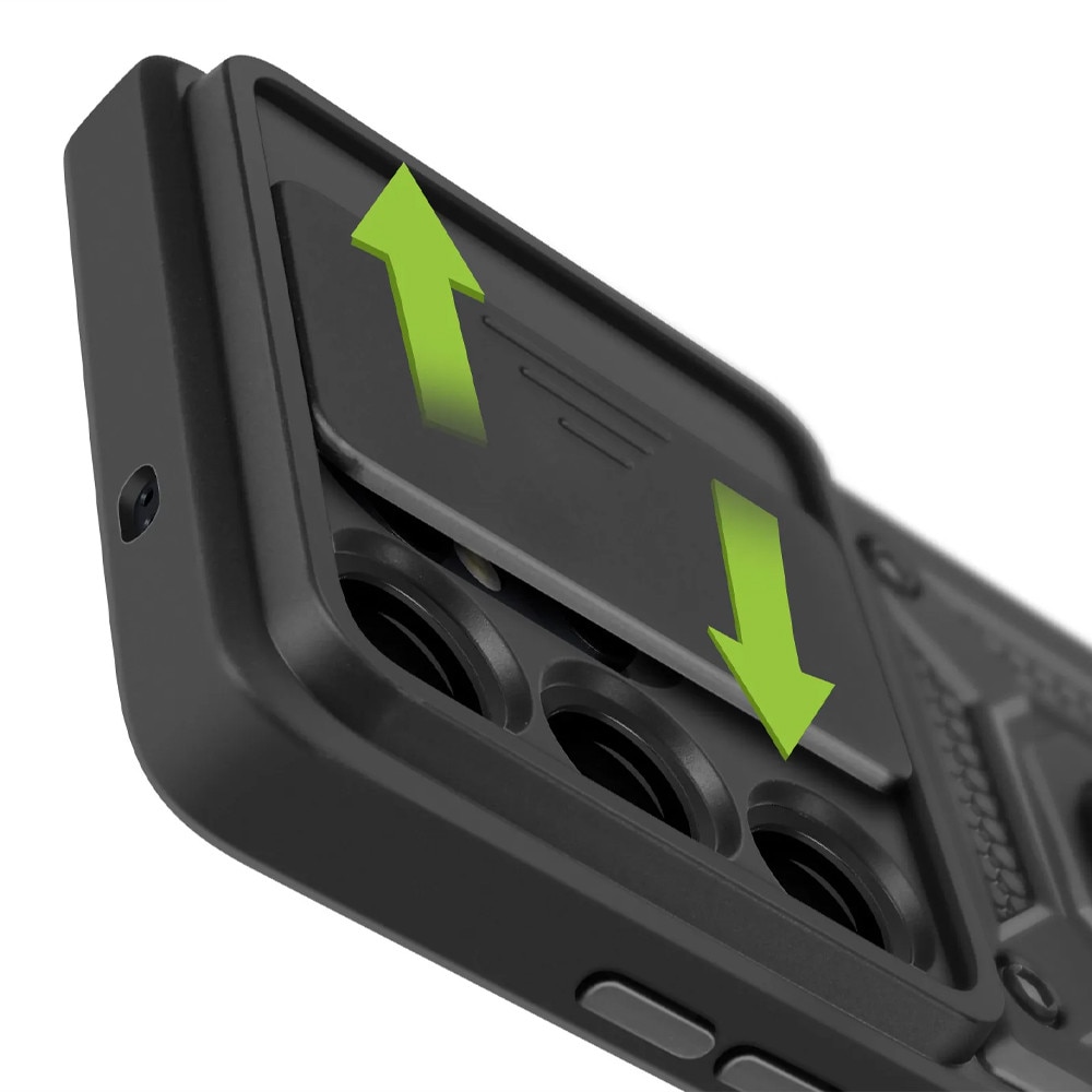 Husa pentru Samsung Galaxy S26 Ultra, Capac Culisant pentru Protectie Lentile, Functie Magnetica, Suportul Rotativ, Negru