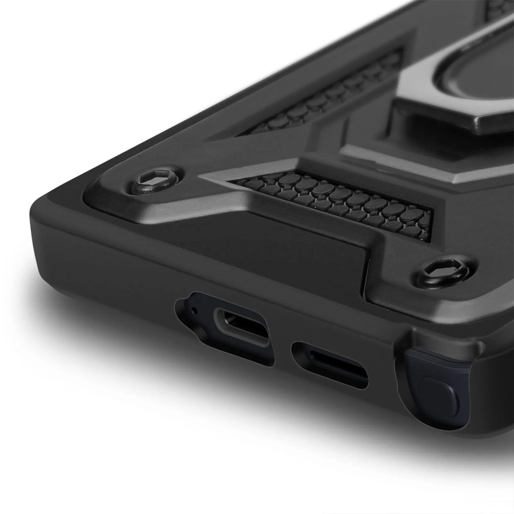 Husa pentru Samsung Galaxy S26 Ultra, Capac Culisant pentru Protectie Lentile, Functie Magnetica, Suportul Rotativ, Negru