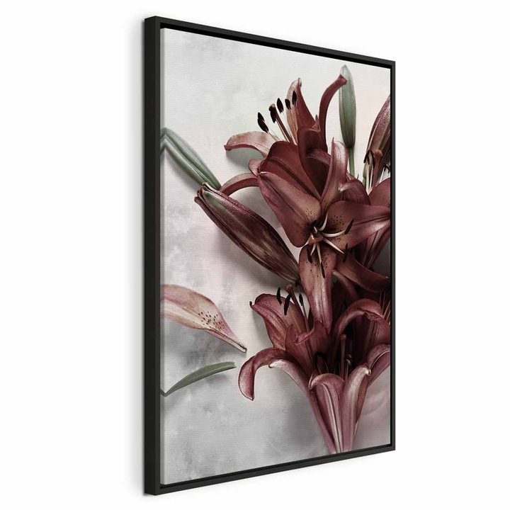 Tablou Intr-un cadru din lemn negru - Floral Form - 80 x 120 cm