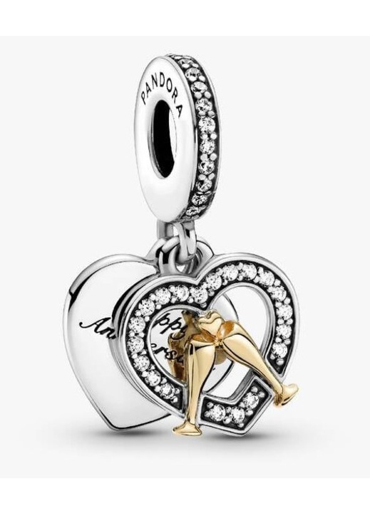 Talisman Pandora, argint, argintiu/auriu