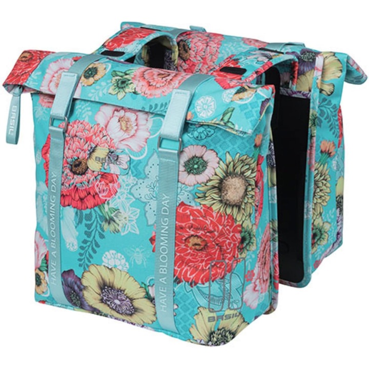 Чанта за велосипед Basil Bloom Field, Двойна, Рециклиран PET, 28-35л, Sky Blue