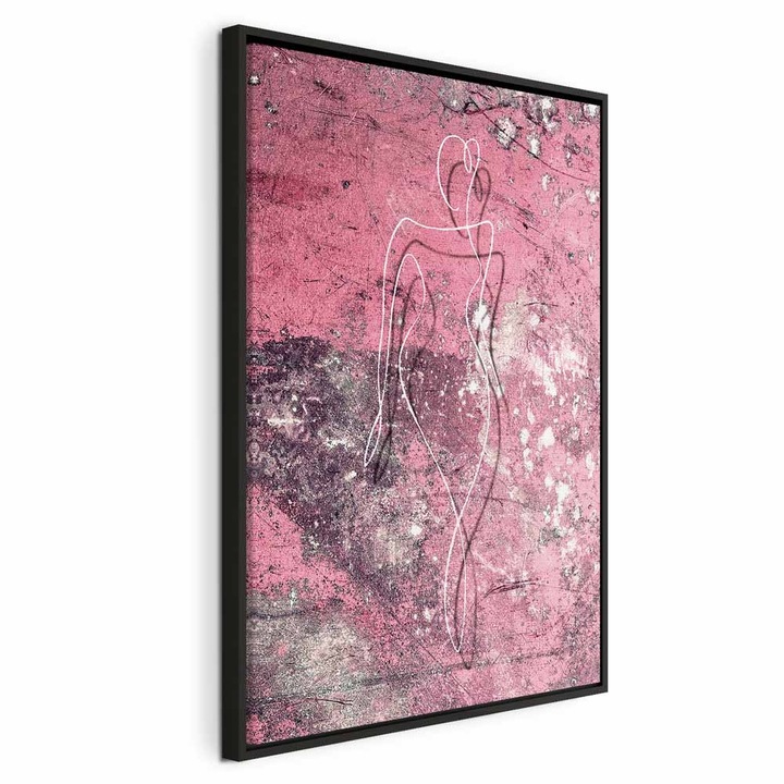 Tablou Intr-un cadru din lemn negru - Figure on Pink Background - 80 x 120 cm