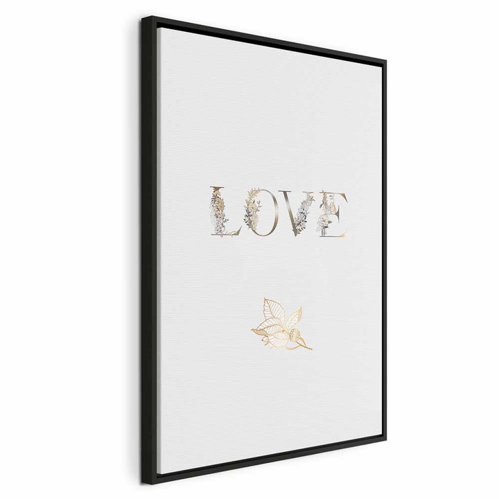 Tablou Intr-un cadru din lemn negru - Love Is Strength - 40 x 60 cm