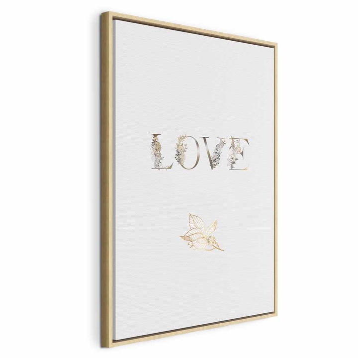 Tablou Intr-un cadru din lemn natural - Love Is Strength - 60 x 90 cm