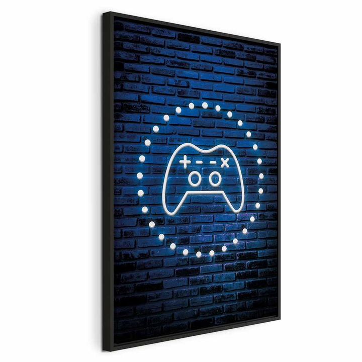 Tablou Intr-un cadru din lemn negru - Neon Gamepad - 40 x 60 cm