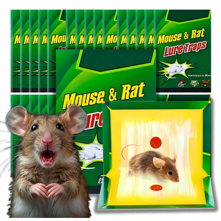 Set 30 capcane pentru rozatoare si insecte, 24x17cm, cu lipici, aroma puternica