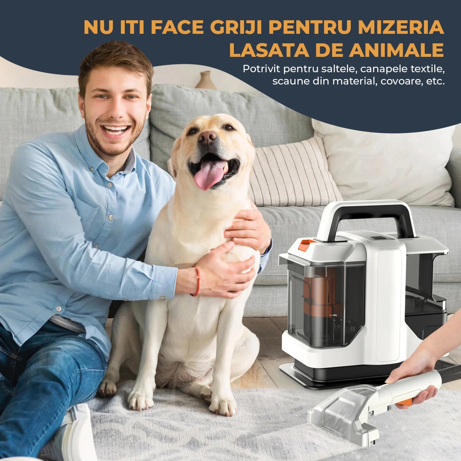 Aspirator 2 in 1, Elindor, umed și uscat, 450W, 11 kPa, gri, 31.7x35x24cm